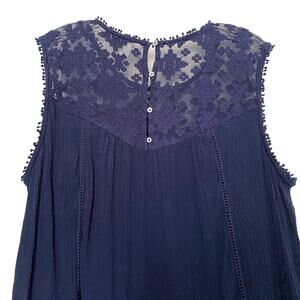 JOHN PAUL RICHARD XL Dress Boho Gauzy Lace Fairy WhimsiGoth Navy Blue Cottage